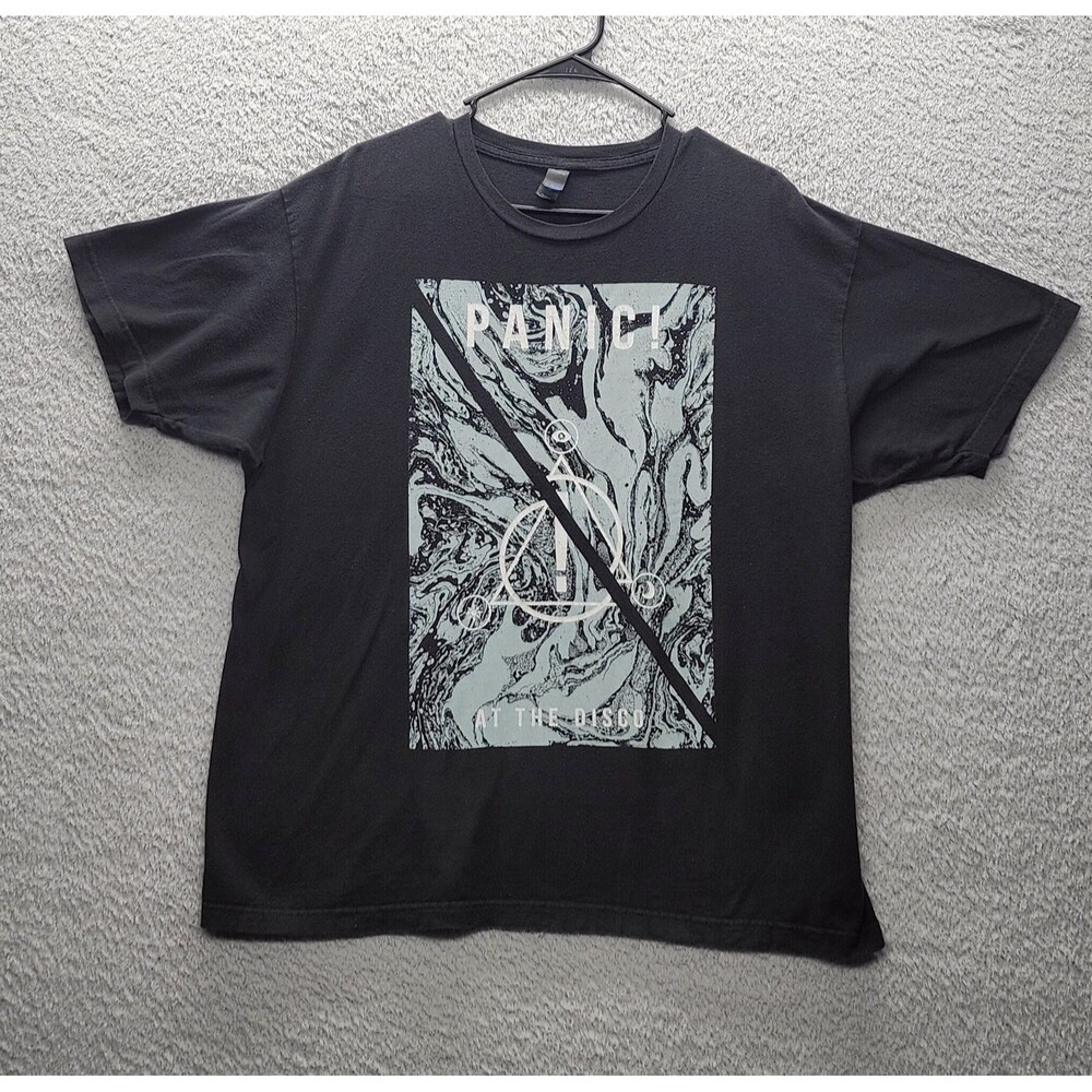 Panic At The Disco Black Shirt Triangle Concert Band Tee P!ATD Back Graphic Mens